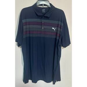 Puma Cloudspun Roadmap Men's Golf Polo Shirt in blue/red/grey - Size XXL